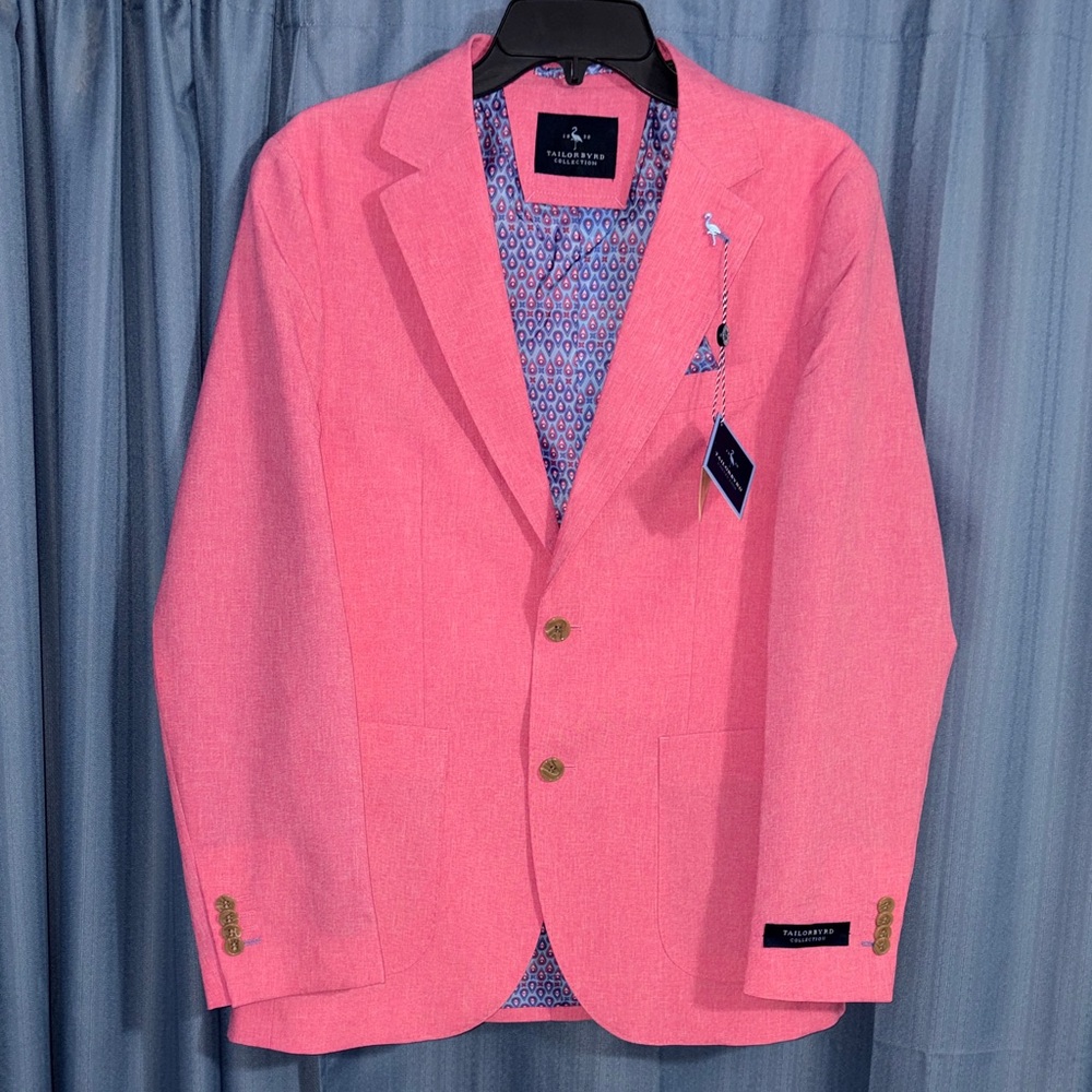 Tailorbyrd Collection Men’s Pink Blazer Sport Coat Jacket Size 38R